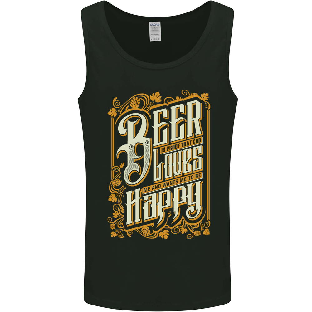 Beer Is Proof That God Loves Funny Alcohol Mens Vest Tank Top