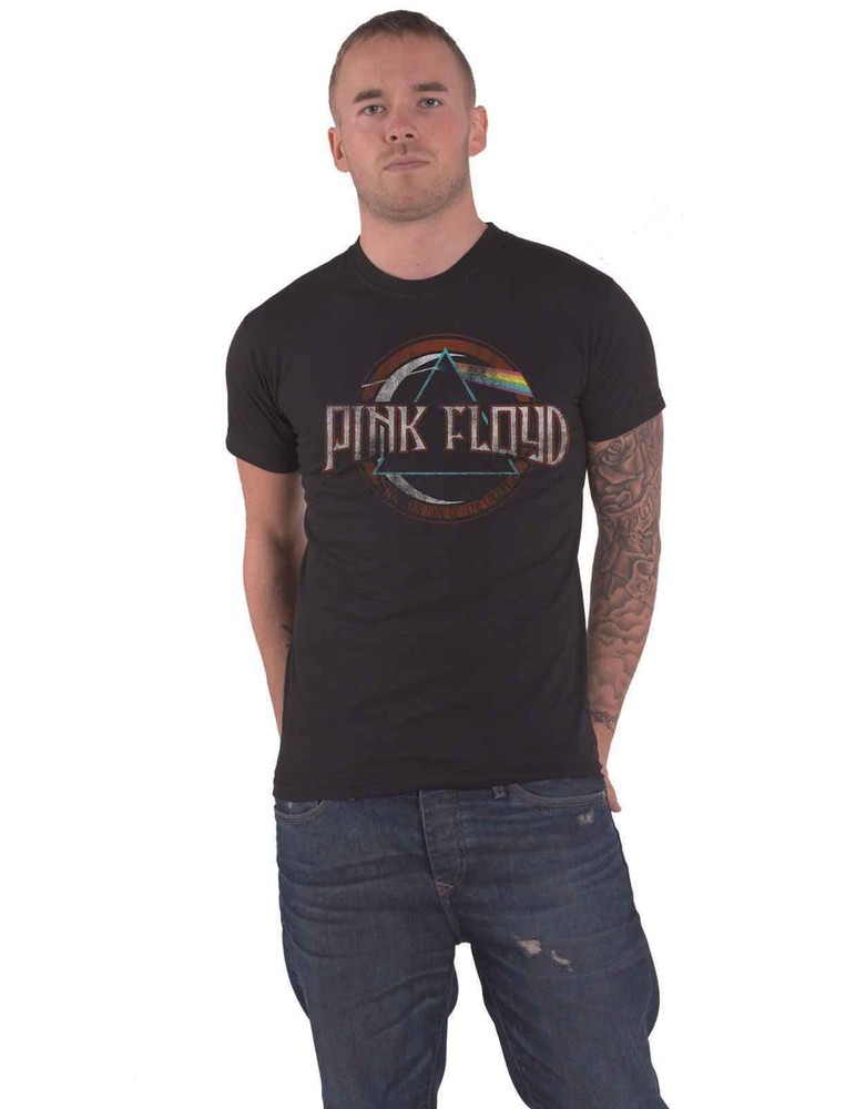 Dark Side Of The Moon Pink Floyd Vintage Band Logo Men's Black T-Shirt