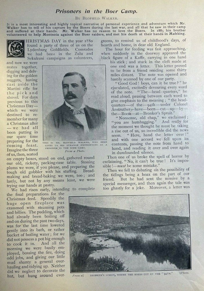 1900 Blofield Walker Prisoner in a Boer Camp Boer Wars Africa illustrated