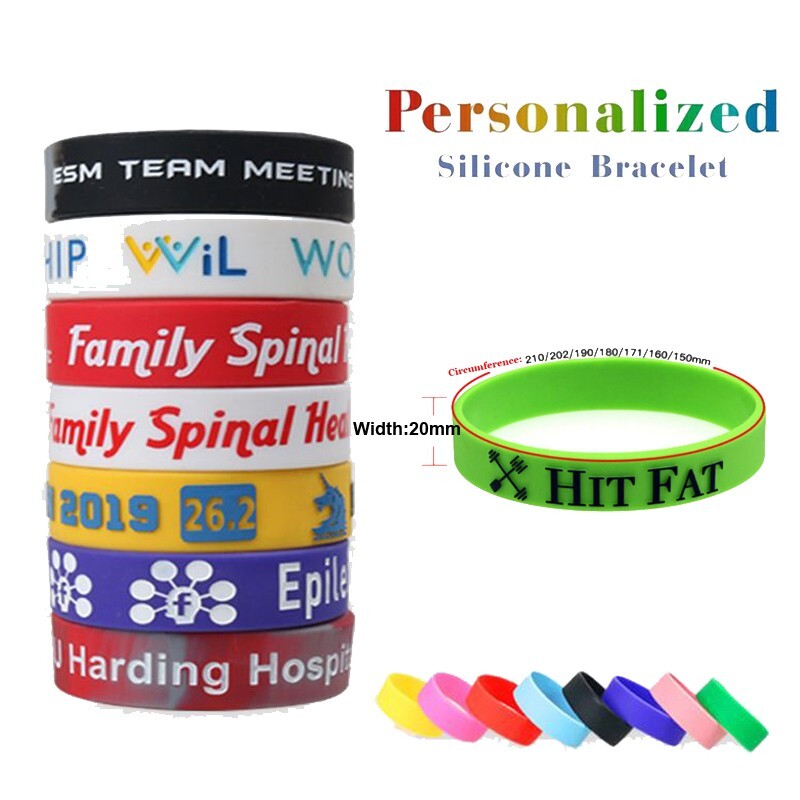 Personalized Custom Silicone Rubber Wristband Bracelets Any Logo Message Text