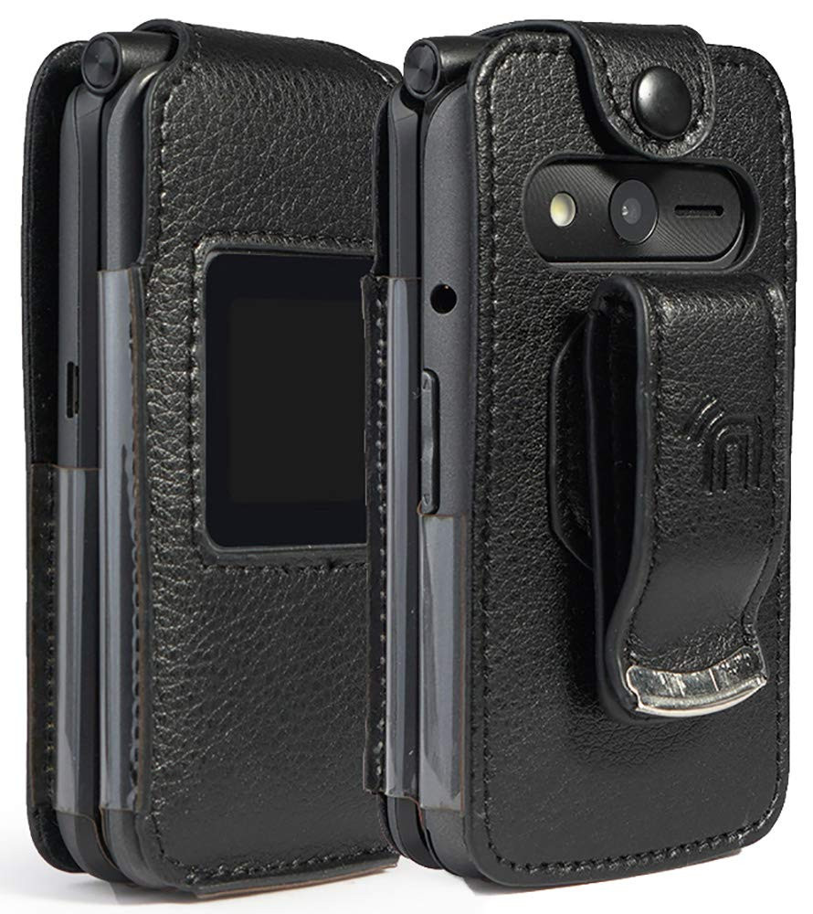 eTALK Phone Black Vegan Leather Form-Fit Case for Nakedcellphone