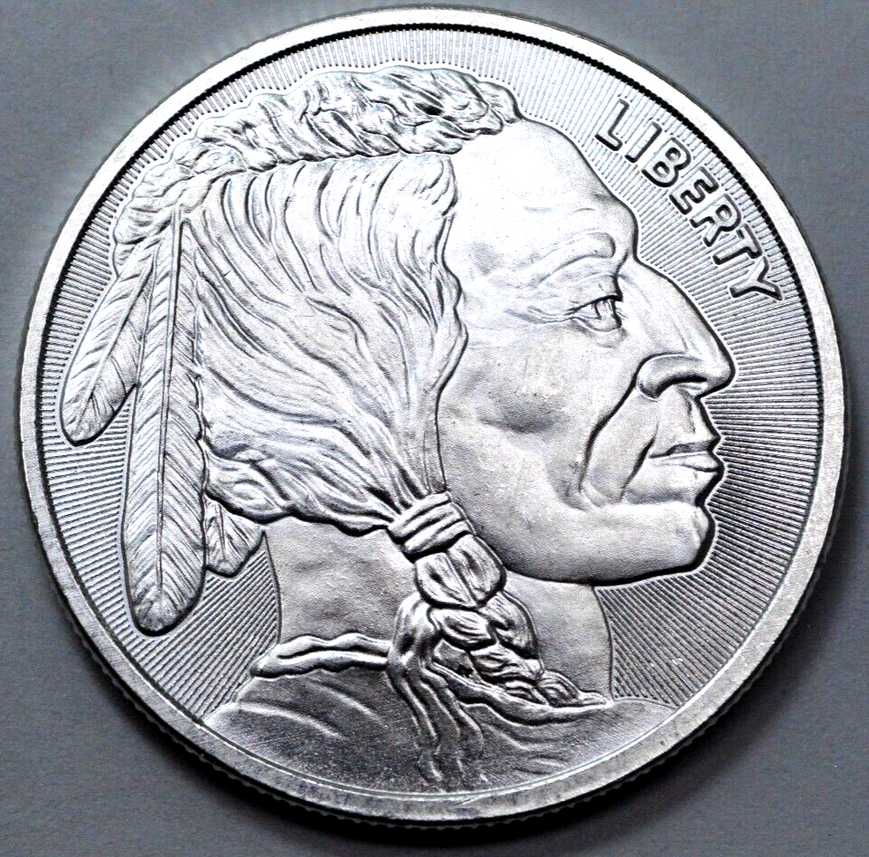 1 OZ 999 SILVER ROUND INDIAN HEAD BUFFALO LIBERTY COIN ELEMETAL MINT, NR$ .