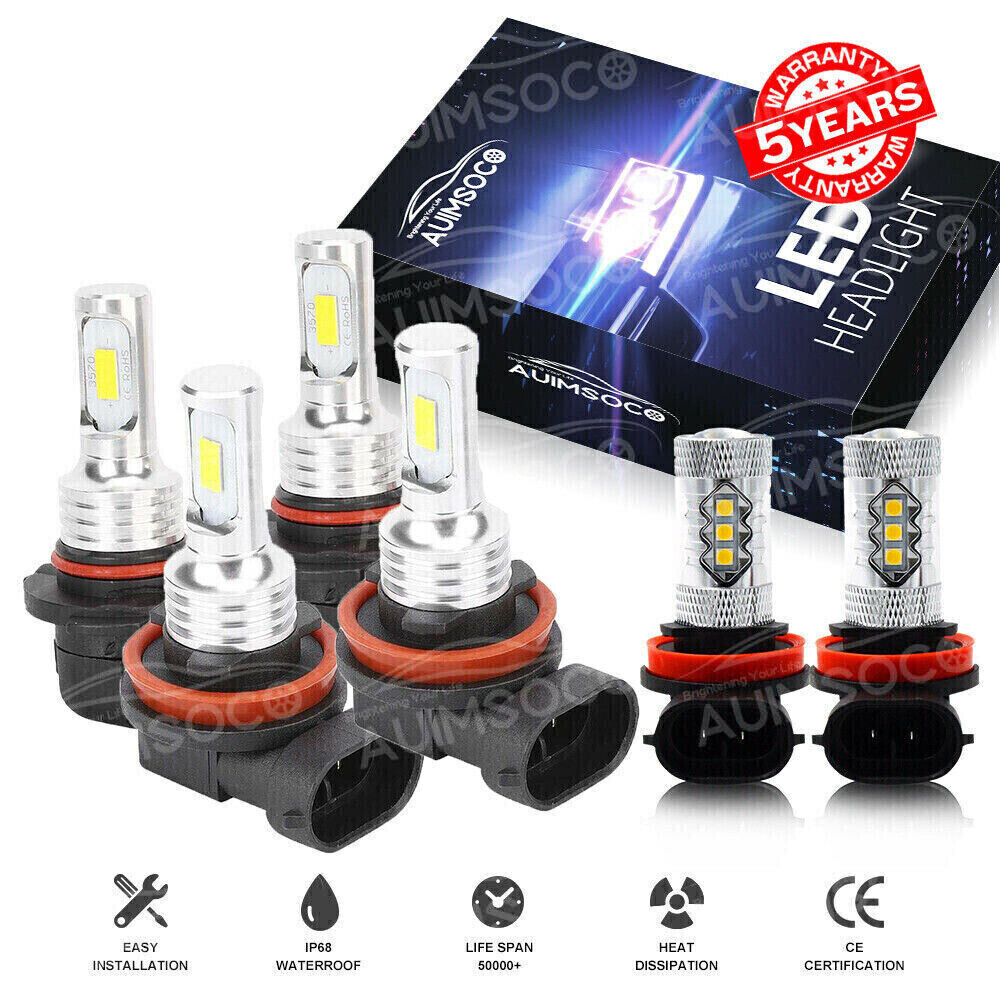 For Nissan Rogue 2008-2013 LED Headlight Hi/Lo + Fog Light 6 Bulbs for Car Light