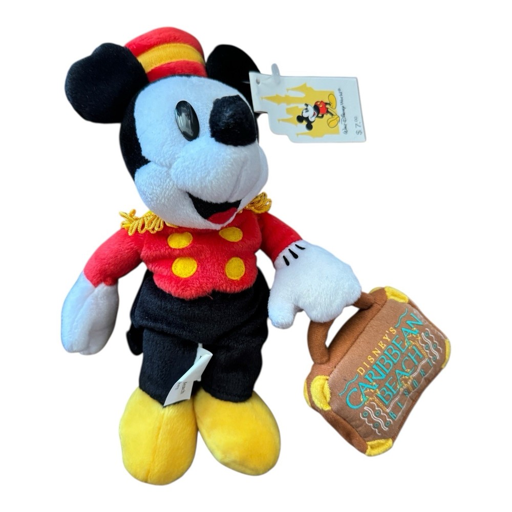Walt Disney World Caribbean Beach Resort Bellhop Mickey 9” Bean Bag Plush NWT