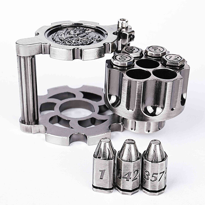 DND Metal Multi-Sided Bullet Dice Set For Dungeons and Dragons Pearl Silver