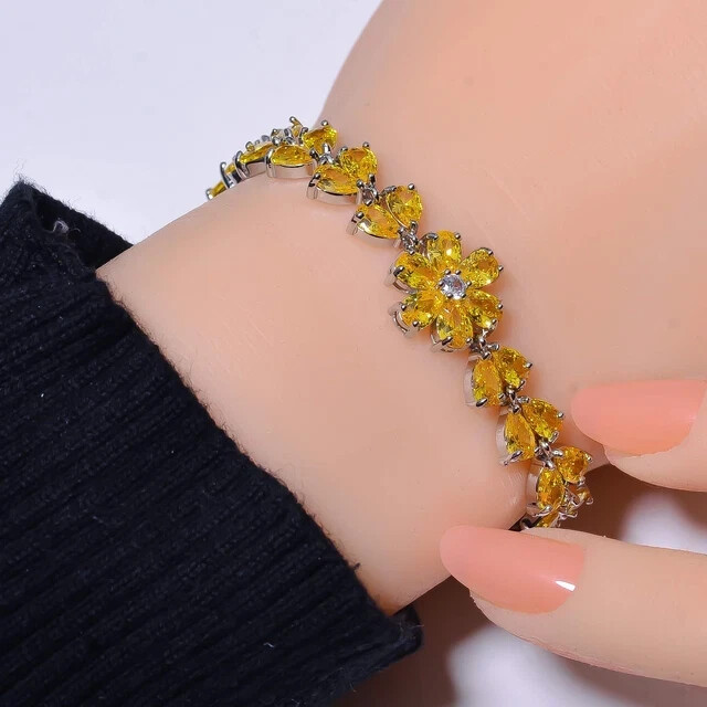 Lab-Created Sapphire Cut Bracelet in 14K White Gold Plated