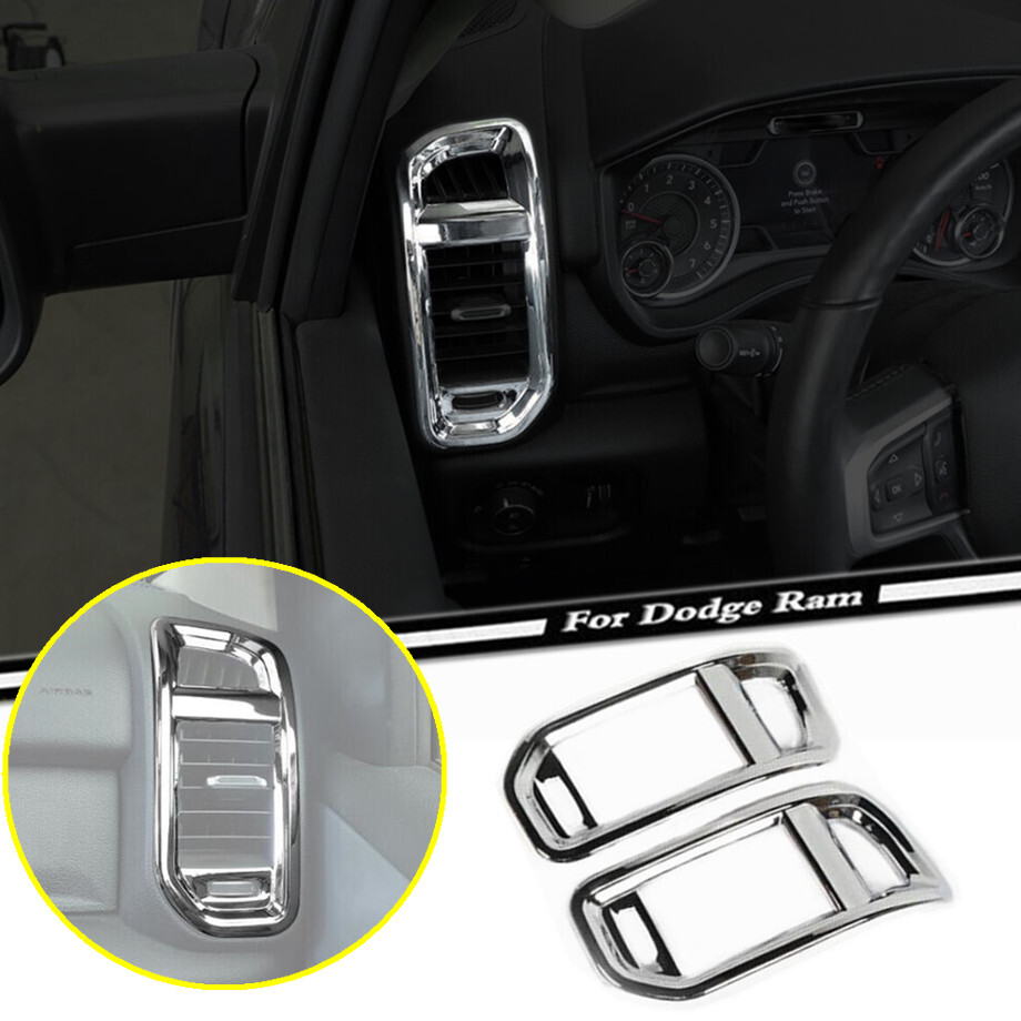 Car Side A/C Air Vent Cover Trim For Dodge RAM 1500 2019-2024 Accessories Chrome