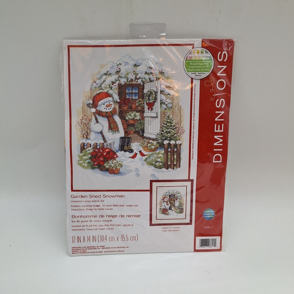Garden Shed Snowman Christmas Cross Stitch Kit Sealed Holiday Craft Original