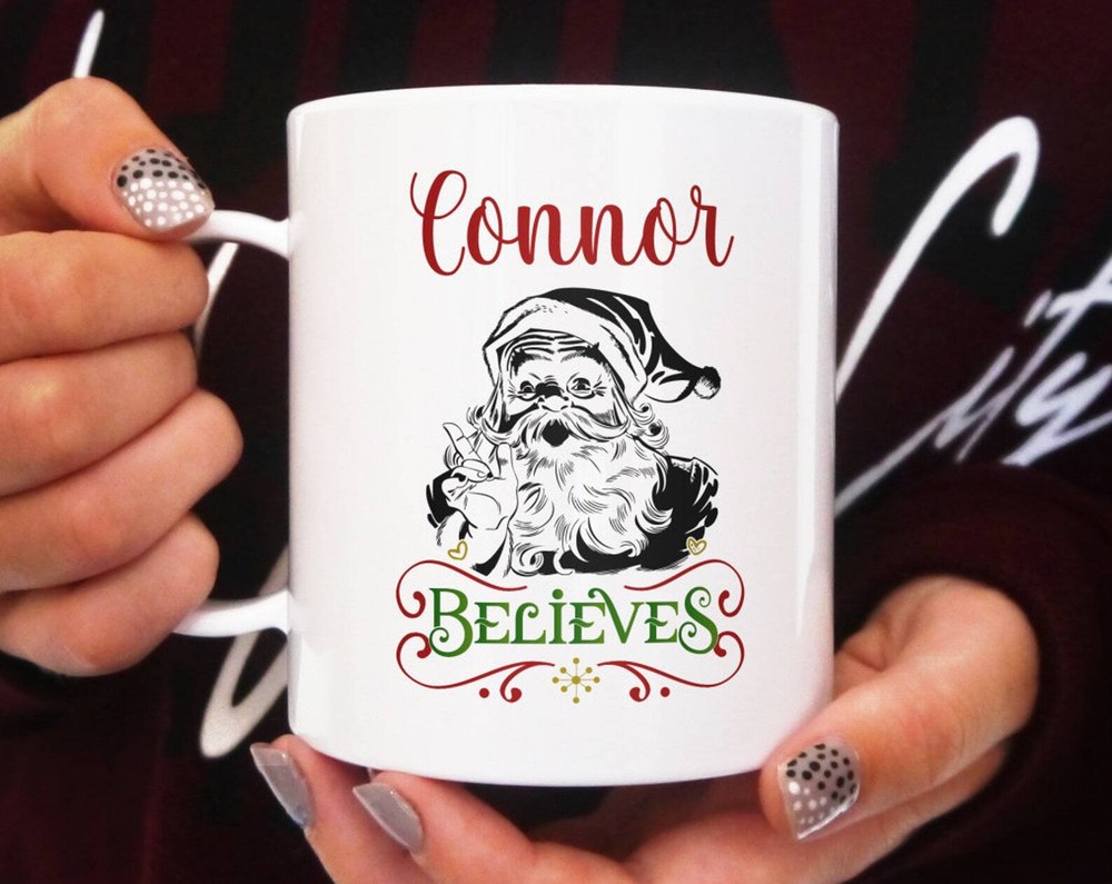 Personalised Believes Traditional Santa Polymer Mug Christmas Mug Personalised