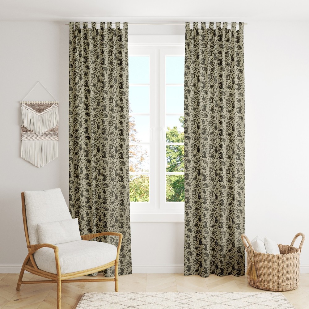 Indian Hand Block Print Cotton Curtains Floral Window Drapes Set of 2