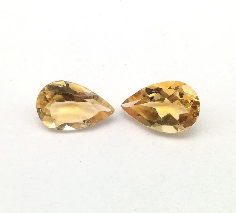 Citrine Faceted Pear Cut Loose Gemstone Natural A DG Sizes 6x4mm to 18x13mm