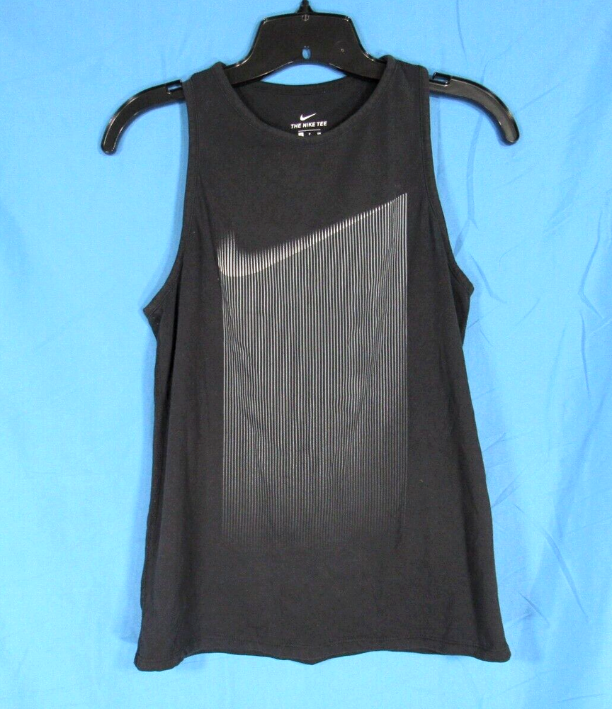 The Nike Tee DRI-FIT Athletic Cut BLACK Muscle Shirt OMBRE SWOOSH Tank Top Sz S
