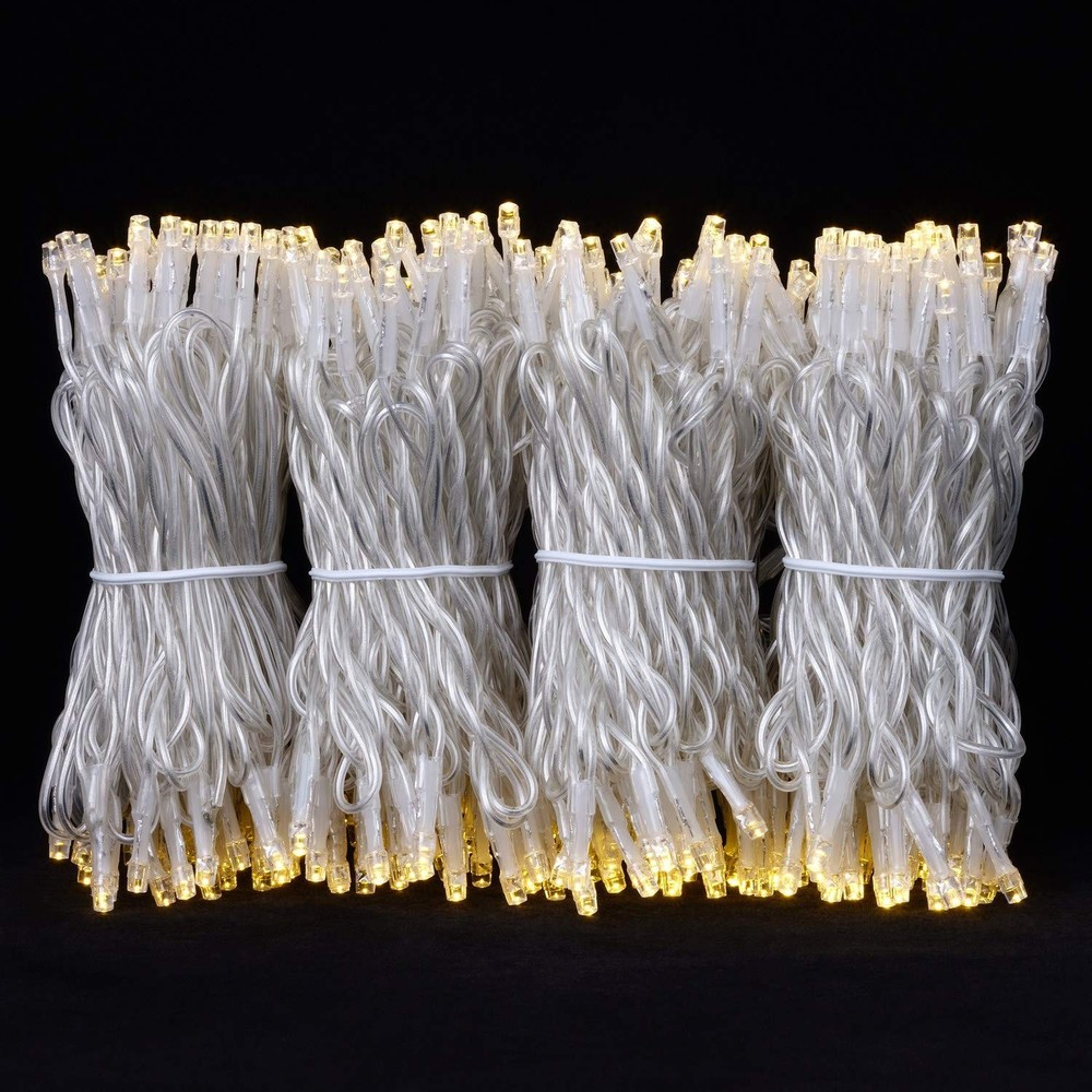 YULETIME 100 ft 300 Count Warm White LED String Lights with 8 Models Adapter,...