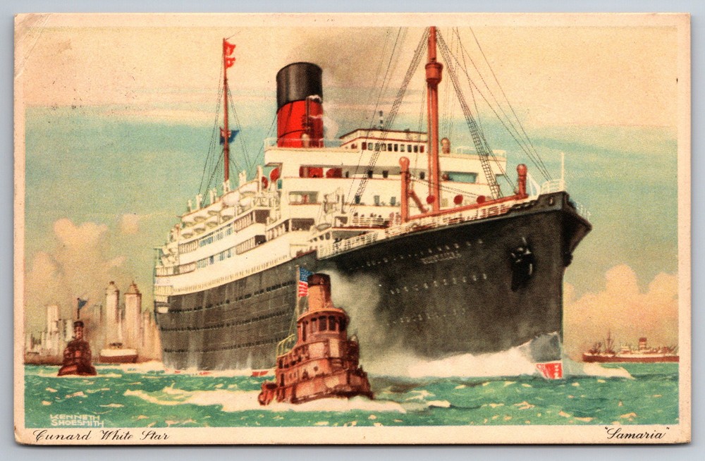 Vintage RMS White Star Cunard Line Kenneth Shoesmith Cruise Ship Postcard Z12