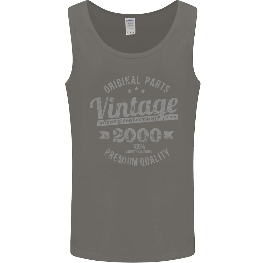 Vintage Year 25th Birthday 2000 Mens Vest Tank Top Charcoal