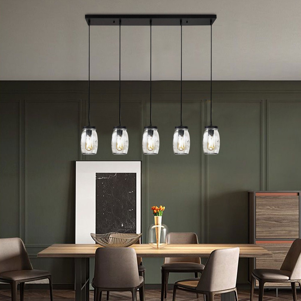 Mason Jar Chandelier Kitchen Island Lighting Metal Glass Pendant Light Fixture