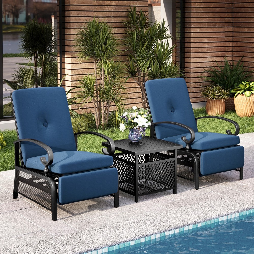 MAISON ARTS Adjustable Recliner Lounge Chair with Bistro Table  