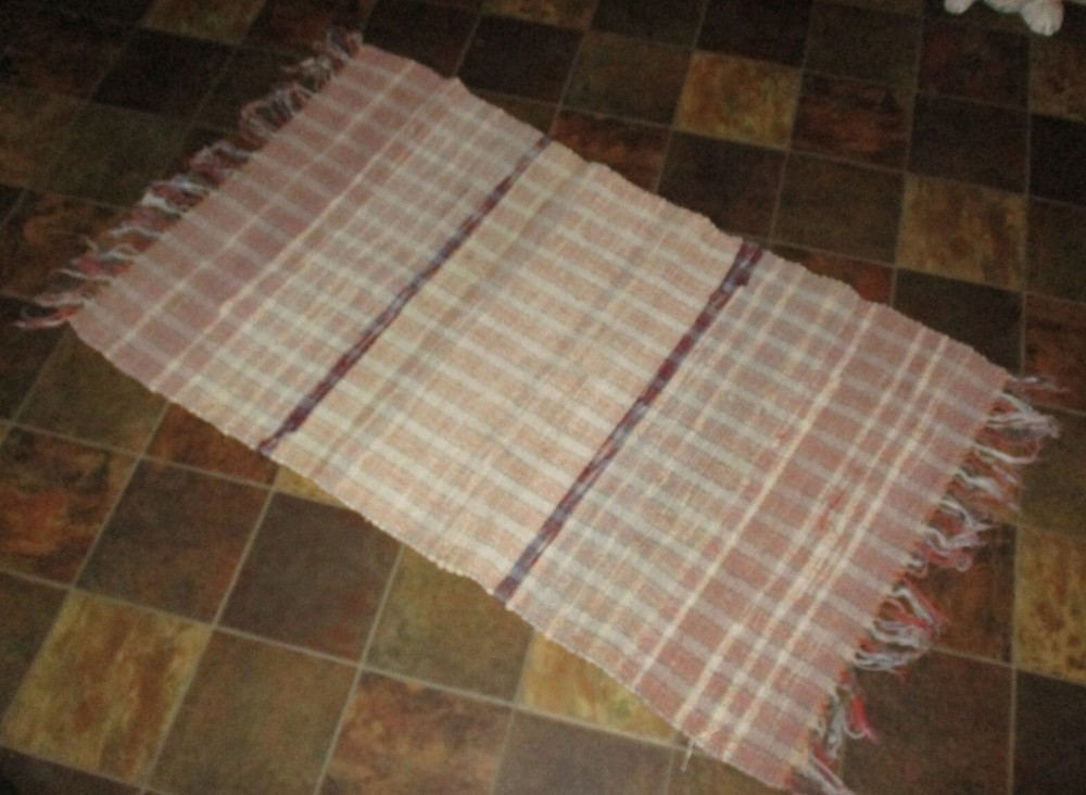 Vintage 70s HAND LOOMED RAG RUG RUNNER 46