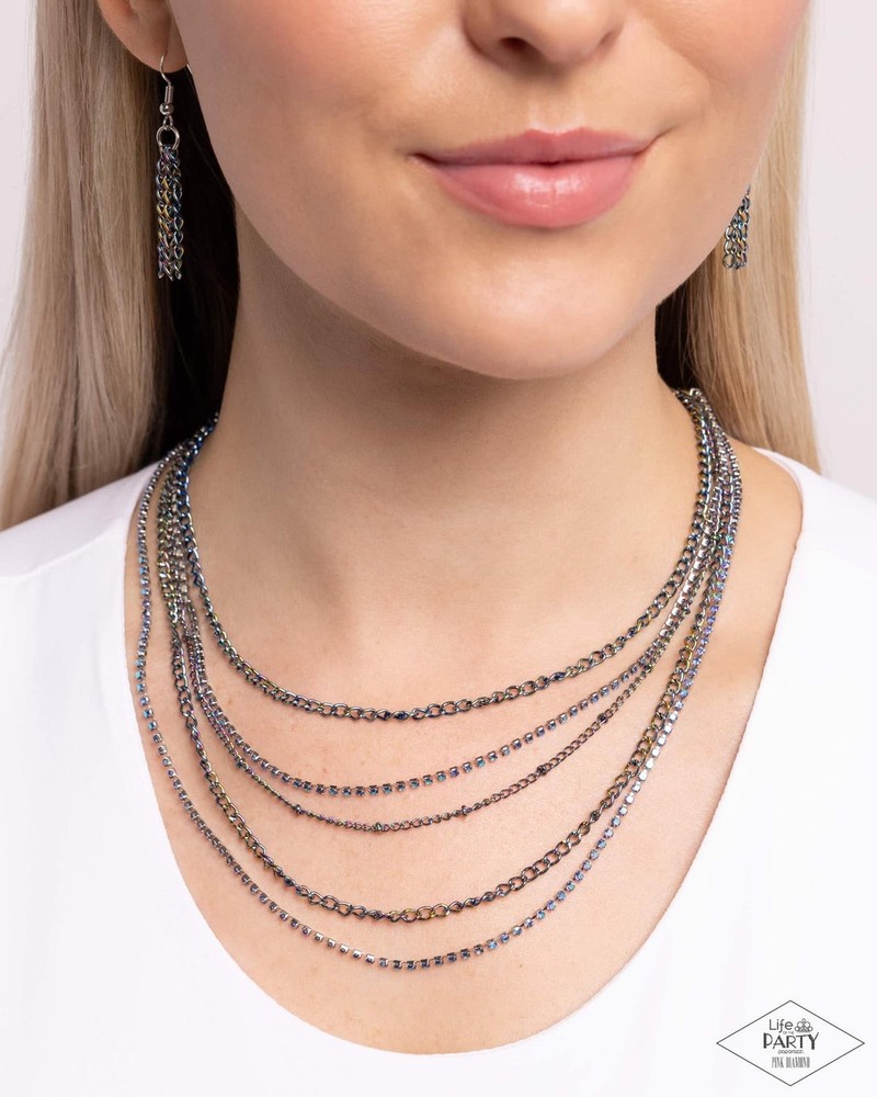 New Paparazzi Jewelry-Dangerously Demure Necklace-Multicolor