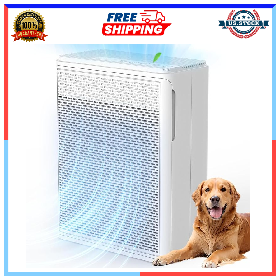 Large Room Air Purifier 1500 Sq Ft H13 HEPA Filter for Pet Hair Smoke 22dB Quiet