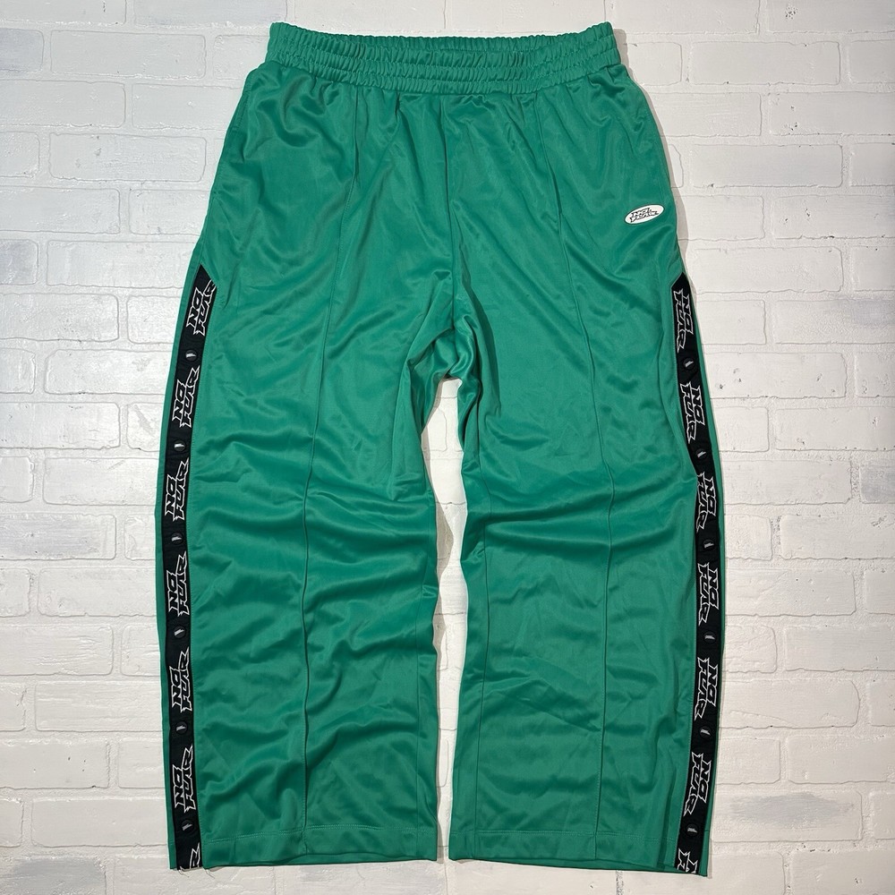 No Fear x HXM Men’s Green Wide-Leg Track Pants with Side Buttons Snap Baggy XL
