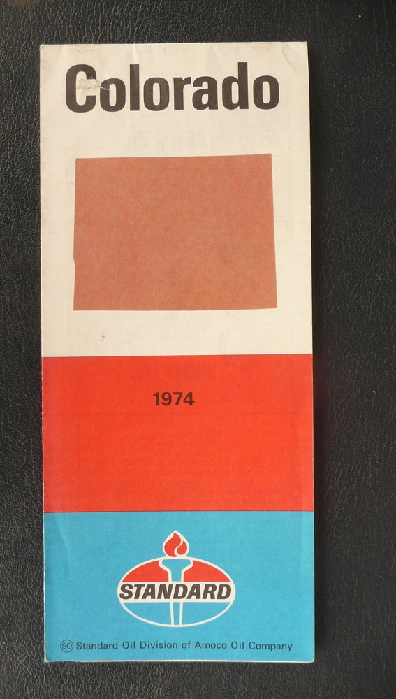 1974  Colorado  road  map Standard  gas oil Denver  Grand Junction insert