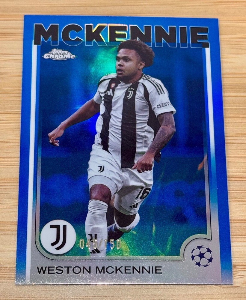 2025 Topps Chrome UEFA #160 Weston Mckennie True Blue Refractor /150 USMNT
