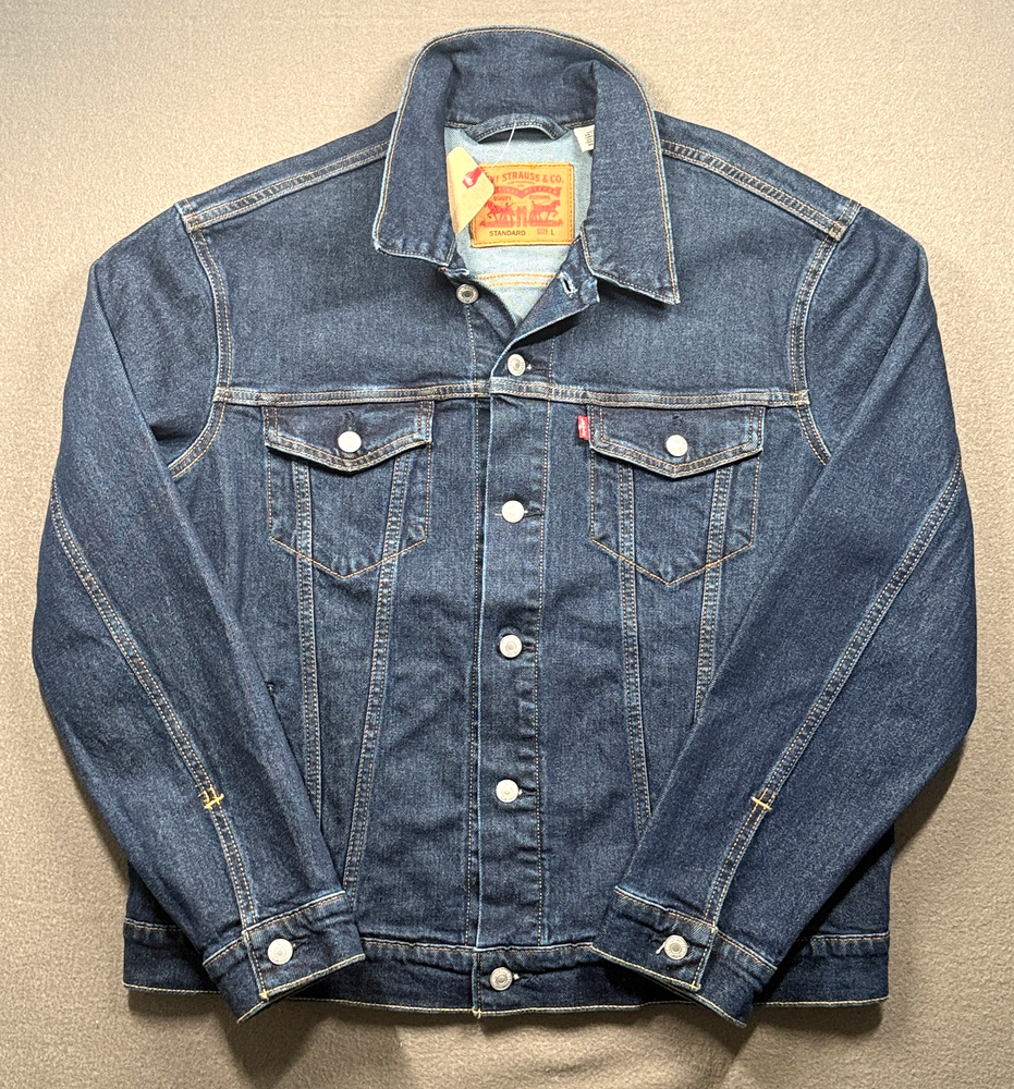 Levi's Denim Trucker Jacket Men's Size Large Dark Blue Size Large New