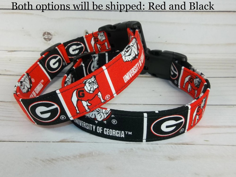Georgia Bulldogs Adjustable Fabric Dog Collar Handmade UGA Themed  
