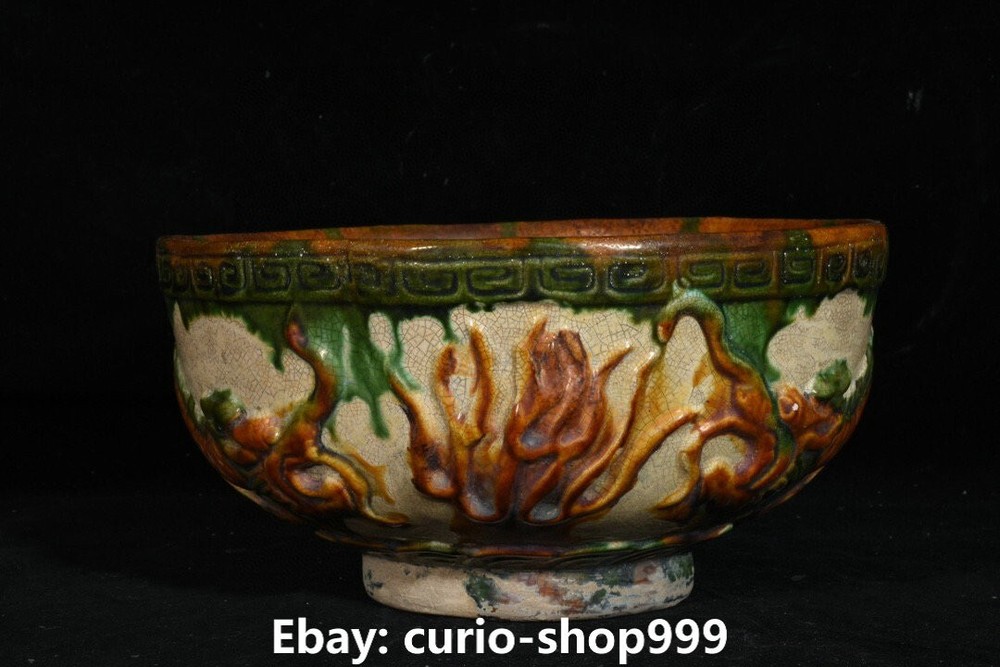 7.4 Inch Tang Dynasty San Cai Fengshui Dragon Porcelain Bowl Cup