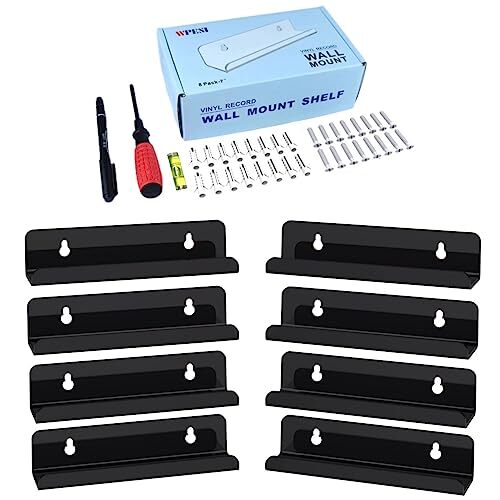 Vinyl Record Shelf Wall Mount 8Pack 7 Inch Acrylic Black Storage Display