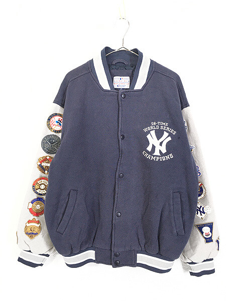 NY Yankees Luxury Patch Sweatshirt Jacket L - Men's Cotton-Polyester Blend