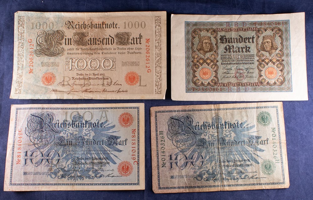 1908 1910 1920 German Banknotes Lot of 4