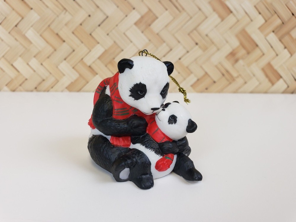 Vintage Gorham Christmas Traditions Nature's Families Panda Bear & Cub Ornament for Holiday Collectors and Animal Lovers