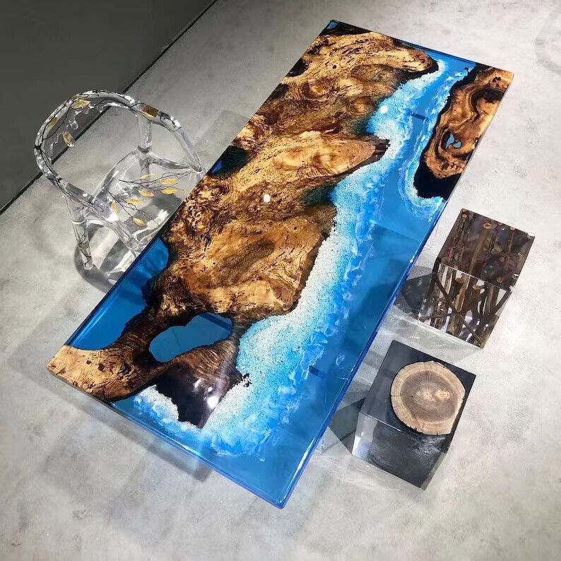 Ocean Epoxy Resin Dining Table Top,Handmade Epoxy Center table ChristmasEve Gift