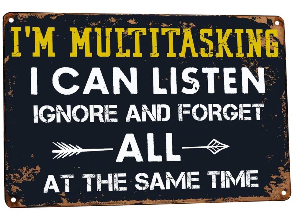 Decor 12'' x 8'' I'm Multitasking I Can Listen Funny Vintage Tin Signs For Ho...