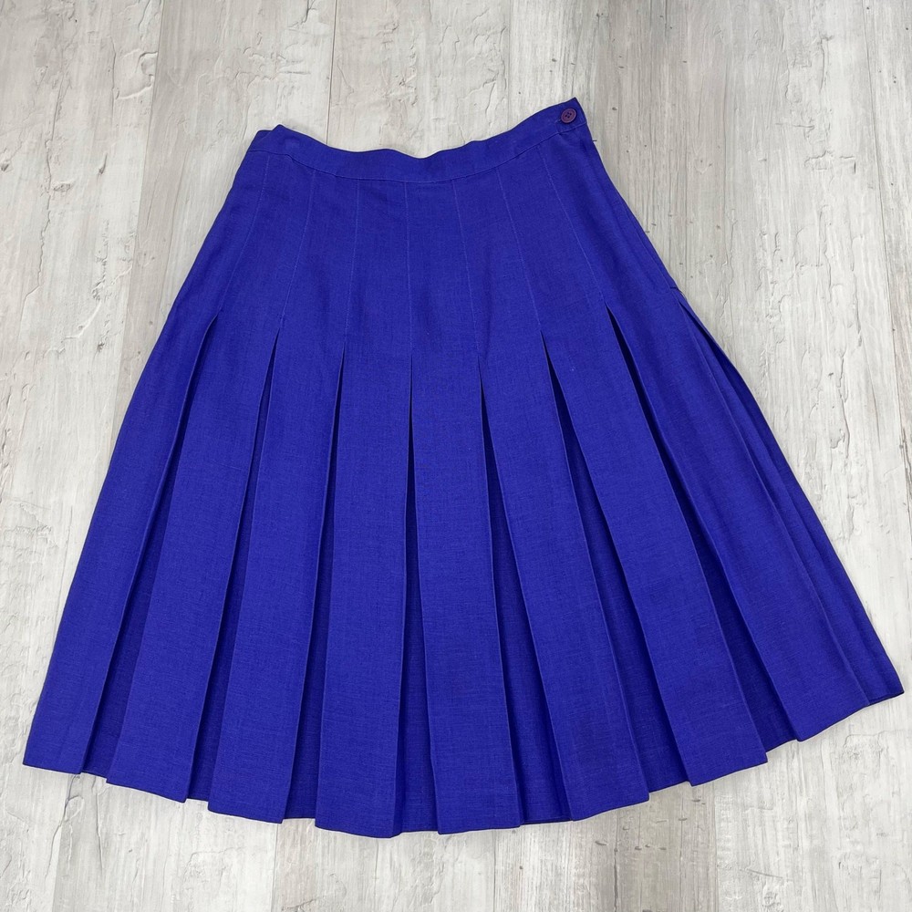 Vintage SK & Co Purple Pleated Flowy Knee-Length Skirt Size 8 Lightweight