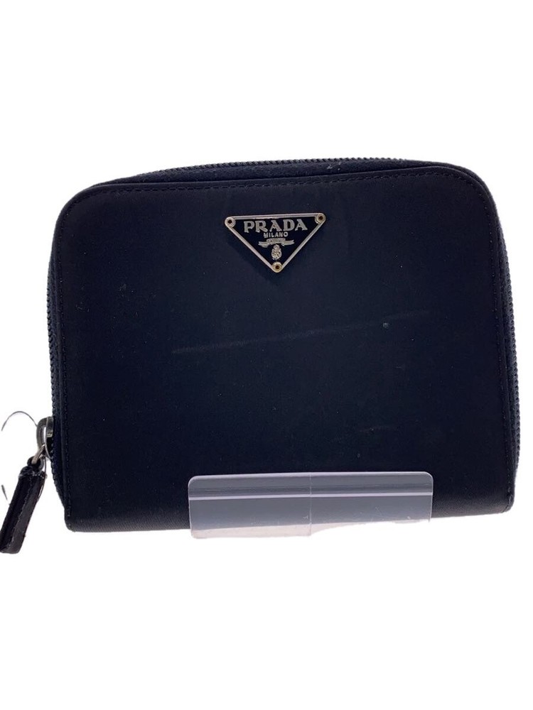 PRADA Round Zip Bi fold Wallet Nylon BLK Men