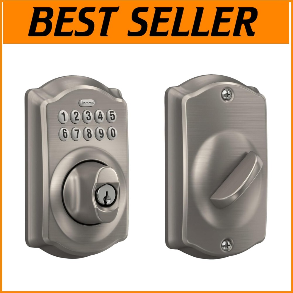 BE365 V CAM 619 Keyless Satin Nickel Deadbolt – High Security Easy-Access Lock