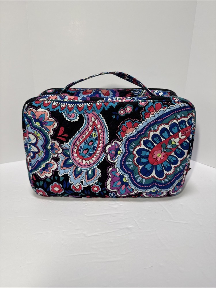 Vera Bradley Large Blush & Brush Makeup Case Cosmetic Bag - Haymarket Paisley