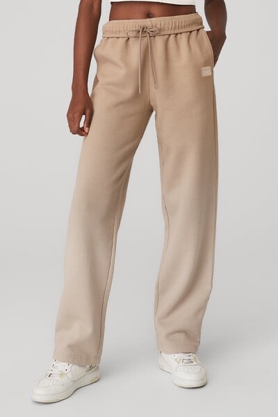 ALO YOGA Straight Leg Ombre Sweatpants in Gravel Sandstrom Size S Lounge Studio Excellent Condition  