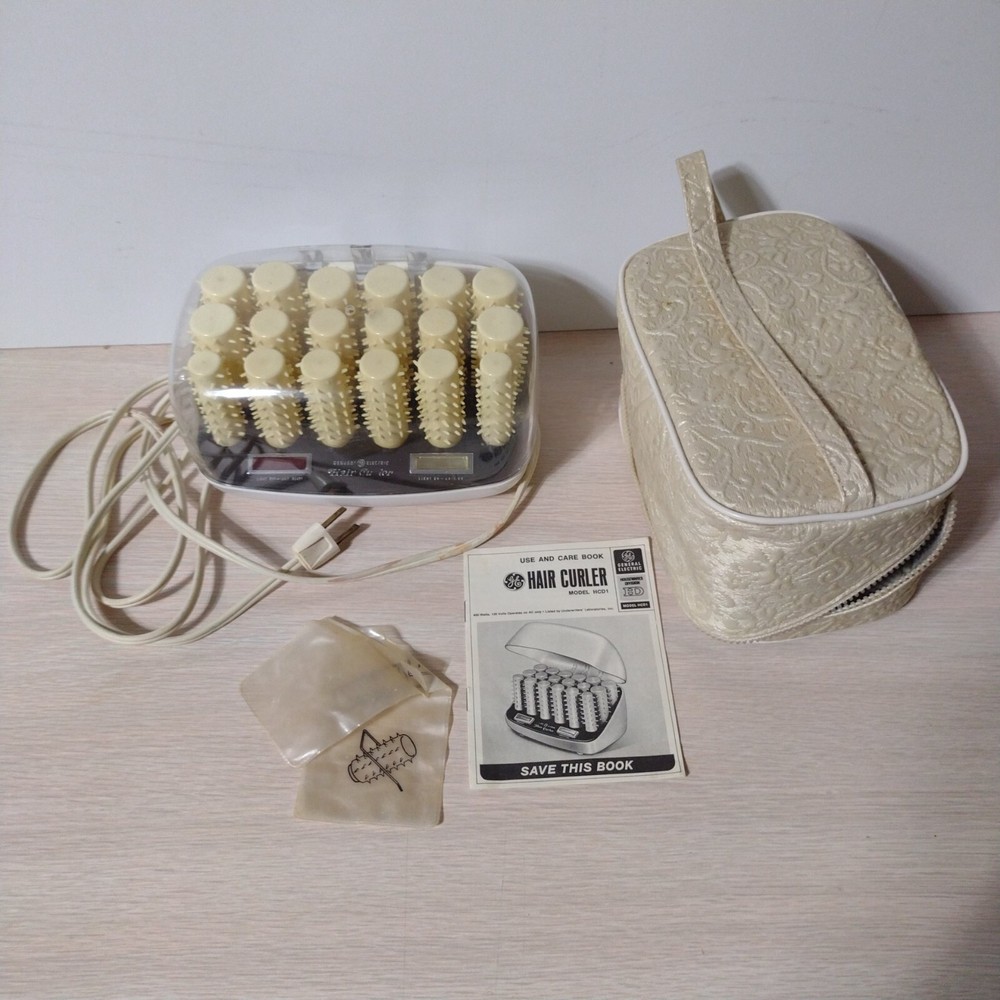 General Electric Hairsetter F1HCD1 Electric Hair Curler Set with Travel Bag VTG