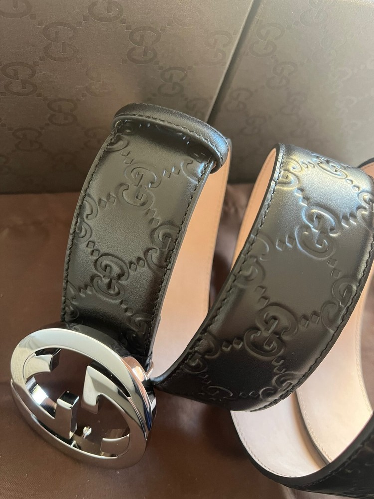 Gucci Men's GG Monogram Signature Leather Belt,  Size 110 cm, fit's 38/40 Waist