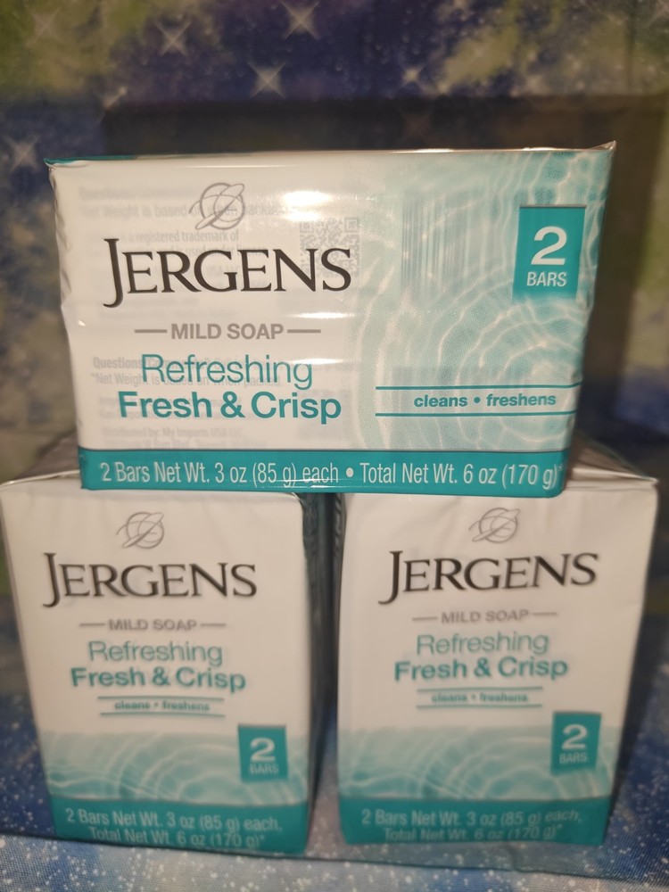 Lot of 5 (2) Packs of Jergens Mild Soap, Refreshing FRESH & CRISP. Total 10 Bars