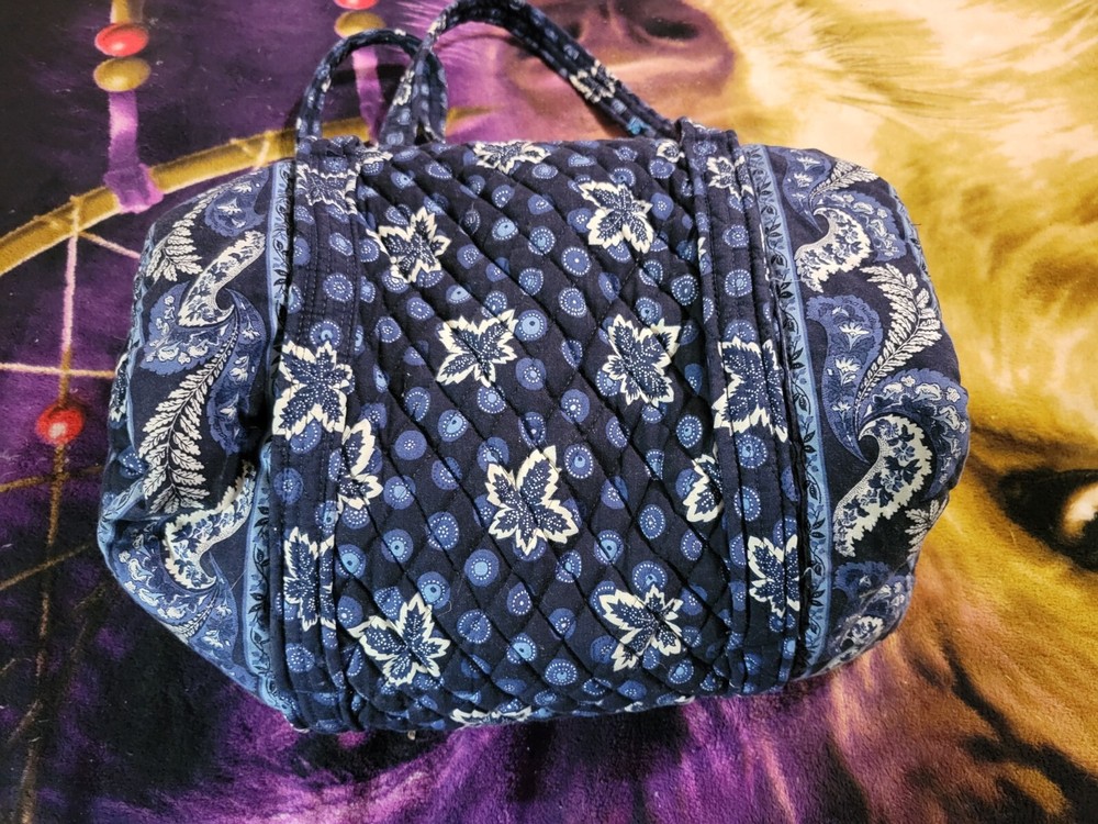 Vera Bradley Small Duffle Sport Bag Blue Coin Leaf Print