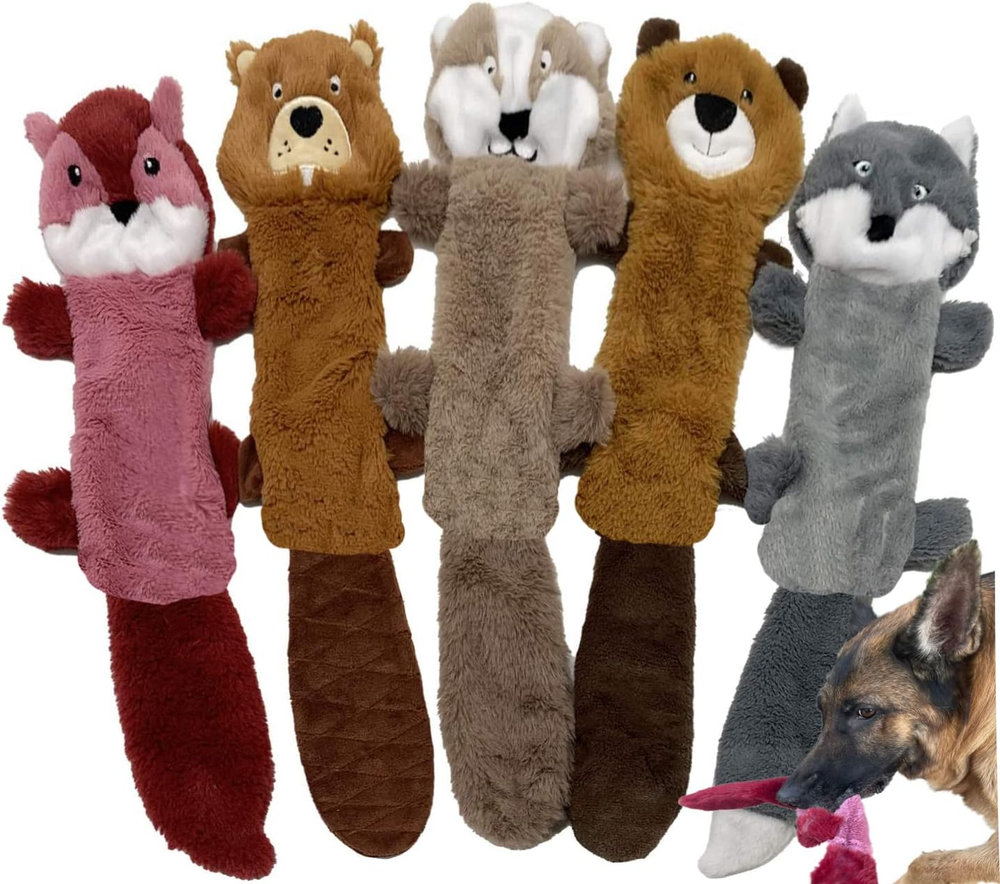 5 Pack Stuffingless Dog Squeaky Toys Dog Toy W/Durable Liner No Stuffing Dog Toy