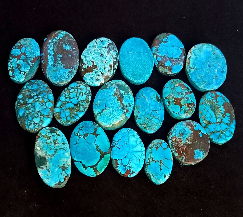 Natural EGL  Certified Blue Turquoise Oval Cut Loose Gemstones 15 Pcs Lot