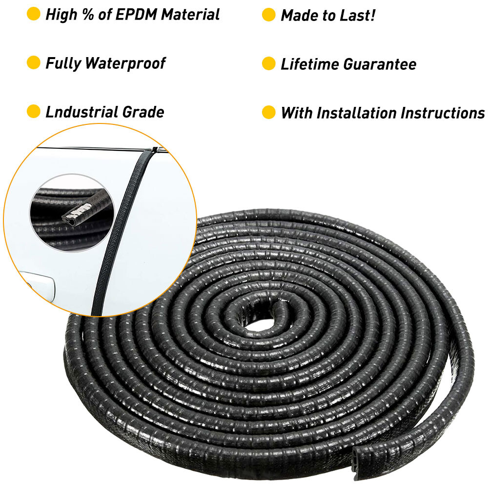 16FT Car Strip Trim Door Edge Lock Moulding Guard Rubber Seal Protector Black US