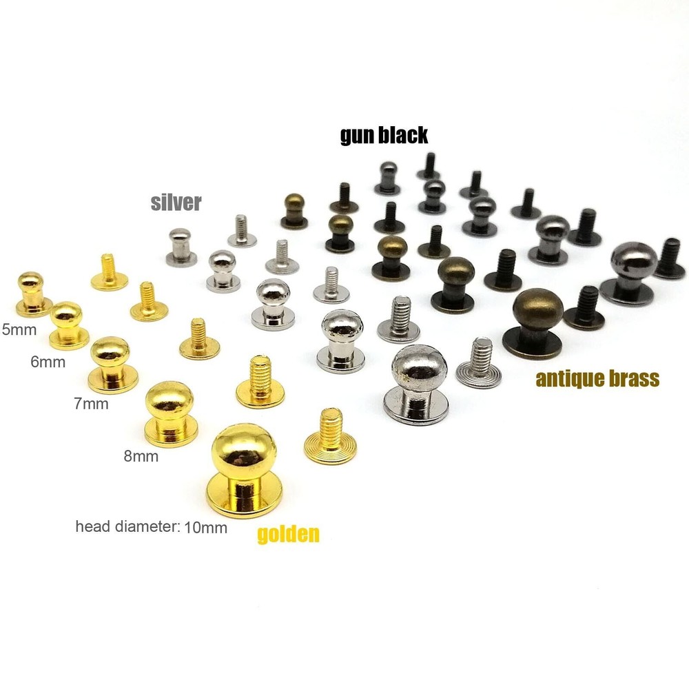 10/50 Solid Brass Copper Ball Head Studs for Belts Wallets Rivets  