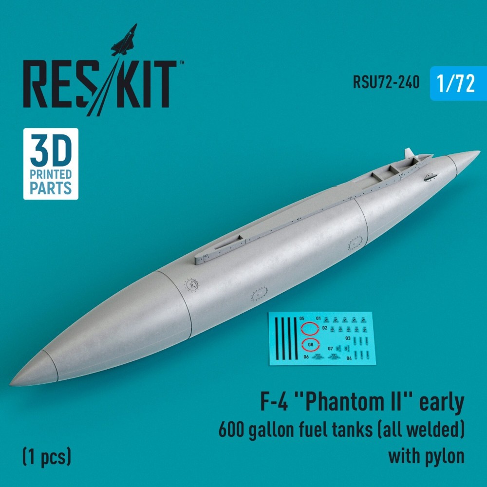 1:72 ResKit RSU72-0240 F-4 Phantom II Early 600 Gal Fuel Tank Pylon 3D Model